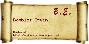 Bombicz Ervin névjegykártya
